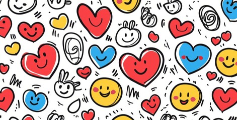 Stylish seamless fabric print with scribbles and blots