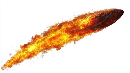 Fototapeta premium A bright comet is blazing across the night sky, leaving a trail of flames and light in its wake. Its fiery tail creates a stunning spectacle against the dark backdrop