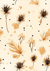Neutral and Natural Pine Cone Seamless Patterns for Wrapping Paper and Home Decor
