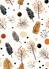 Neutral and Natural Pine Cone Seamless Patterns for Wrapping Paper and Home Decor