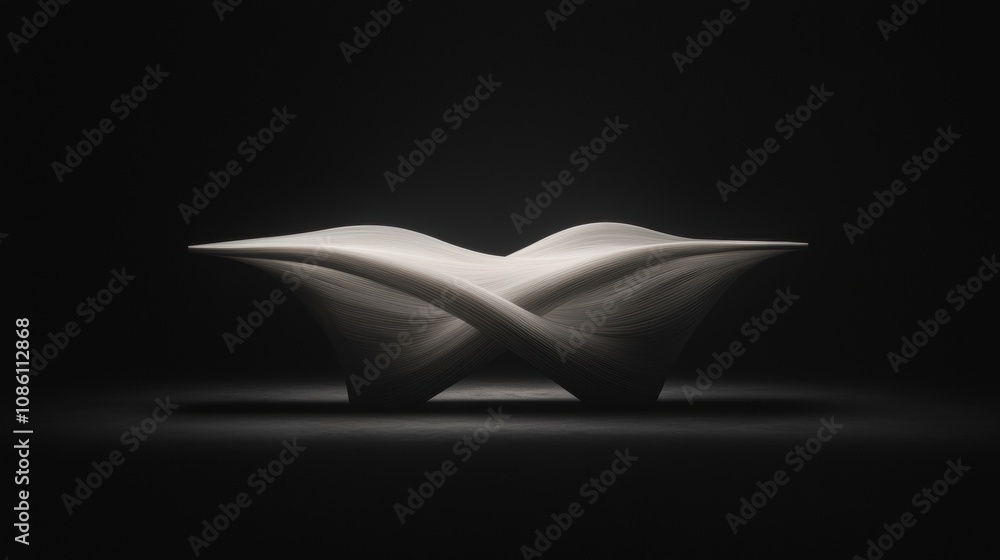 Aufkleber a white object with a curved shape is sitting on a dark background