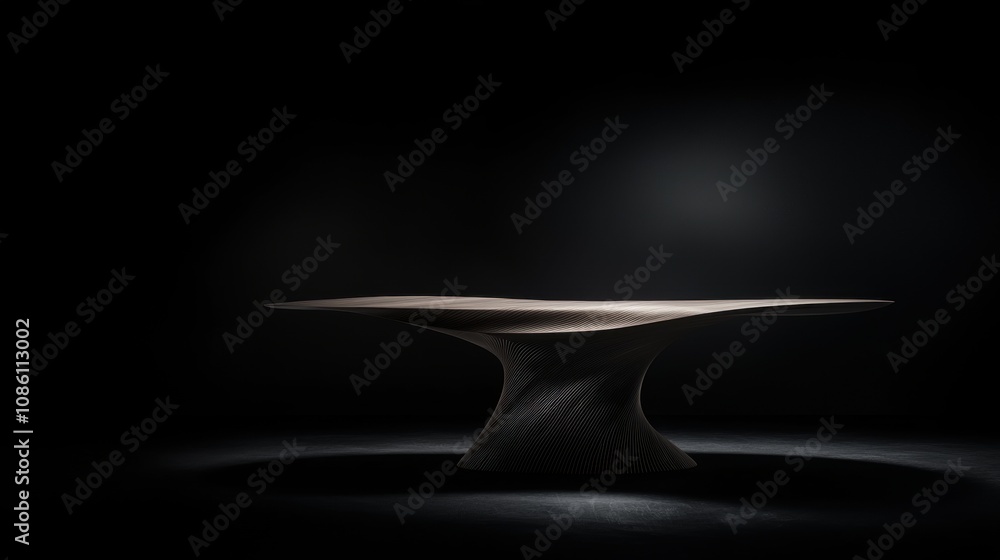 Aufkleber a table with a dark background and a light shining on it