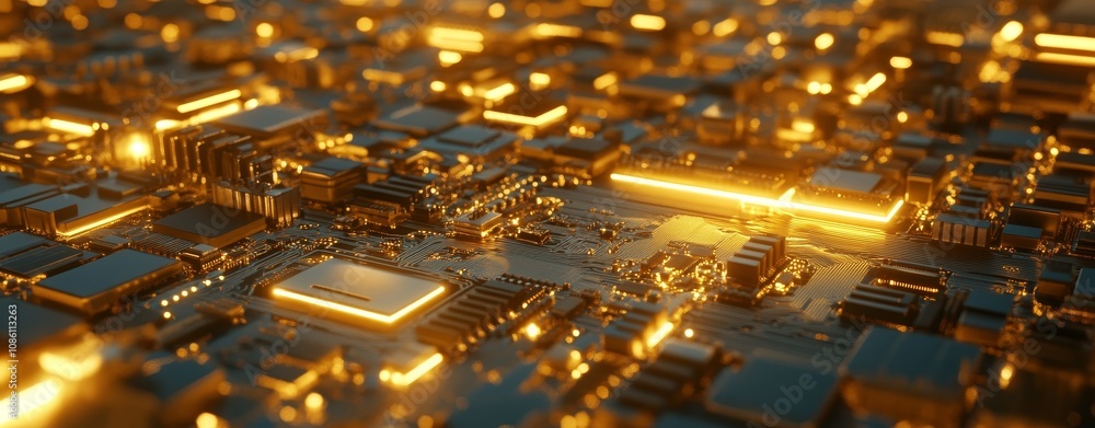 Poster a 3d illustration of an electronic motherboard. cyber circuit concept. data streams in the blockchai