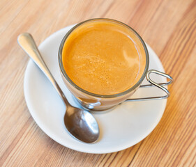 National drink of Spanish cuisine is Cortado coffee, made on the basis of espresso with the addition of milk