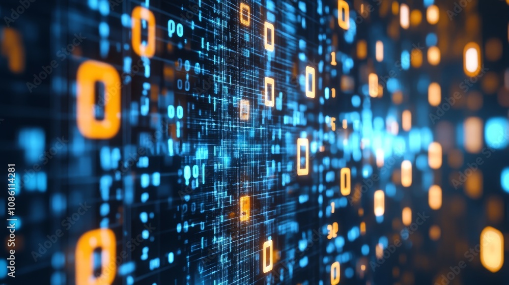 Poster illustration of big data technology and data science. querying, analyzing, visualizing complex data.
