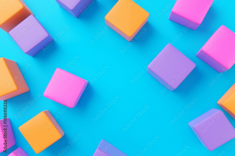 Poster abstract pattern with color grid lines. 3d illustration.