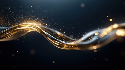 A gold and silver wave with a dark background