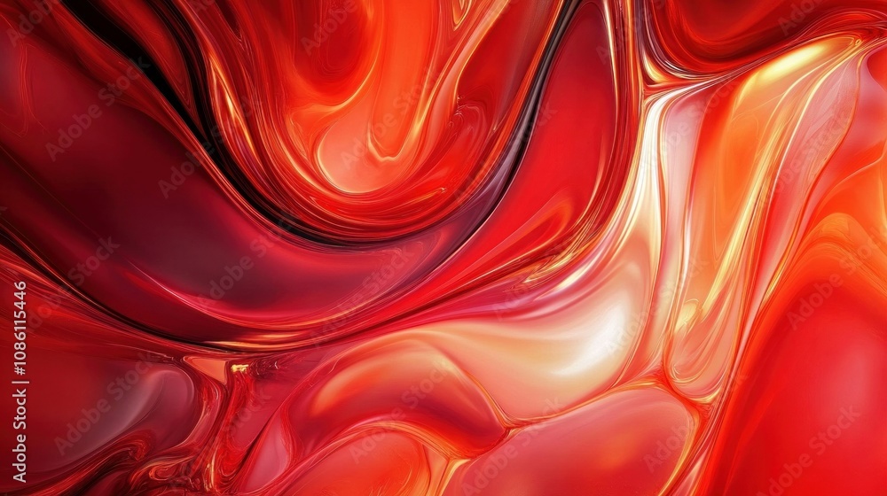 Poster a bold and modern background featuring flowing red and orange abstract forms.
