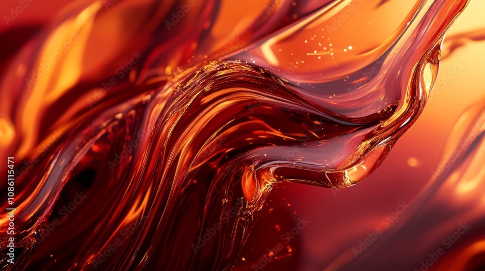 Aufkleber a bold and modern background featuring flowing red and orange abstract forms.