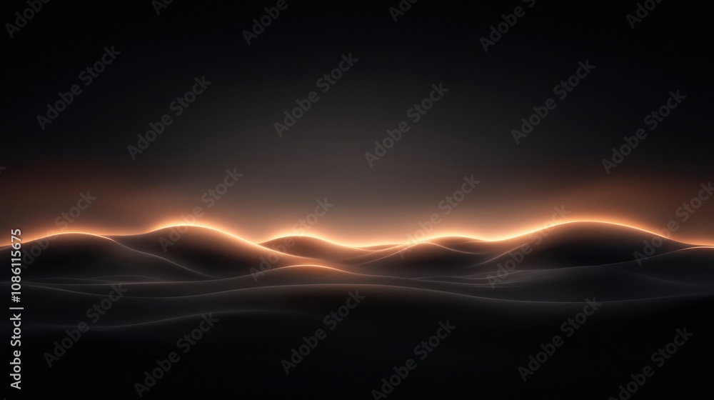 Poster a black and orange background with a few lines and dots