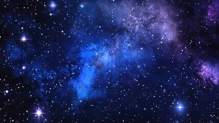 A dreamy watercolor painting of a starlit night sky with deep blue and purple hues.

