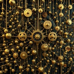 Intricate Steampunk Data Visualization Gear Mechanic
