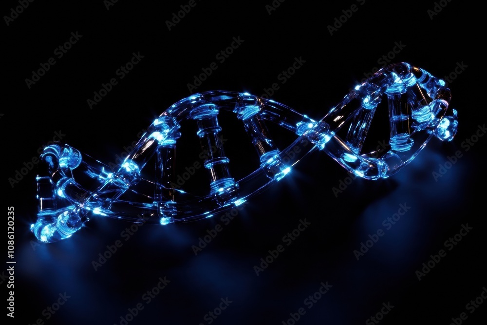 Aufkleber a luminous dna double helix twists gracefully in the dark, highlighting the complexity of genetic ma