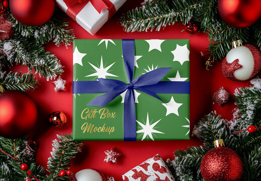Christmas Gift Box Mockup