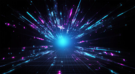 Fototapeta premium Digital background perfect for tech processes, neural networks, artificial intelligence, data transfer and encryption, digital archives, sound and graphic presentations, science, education, etc.