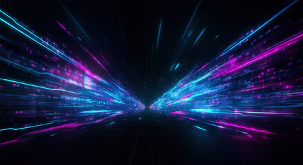 Digital background perfect for tech processes, neural networks, artificial intelligence, data transfer and encryption, digital archives, sound and graphic presentations, science, education, etc.