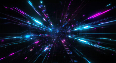 Digital background perfect for tech processes, neural networks, artificial intelligence, data transfer and encryption, digital archives, sound and graphic presentations, science, education, etc.