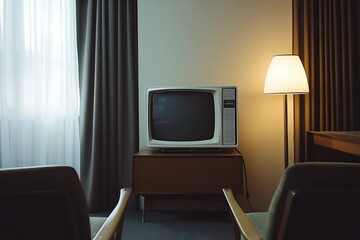 Vintage Television Set in Retro Room
