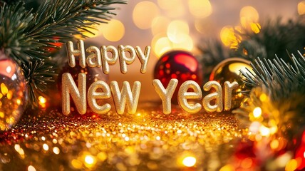 New Year's background with golden lettering -Happy New Year 2025