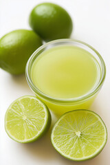 Lime Juice on White Background	