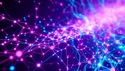 Obraz premium Neon Circuit Network Vaporwave Art - Glitch Effect Abstract Design