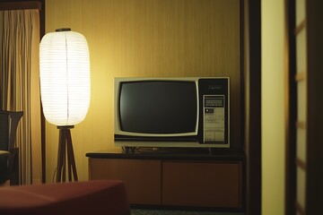Vintage Television Set in Retro Room