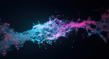 Digital background perfect for tech processes, neural networks, artificial intelligence, data transfer and encryption, digital archives, sound and graphic presentations, science, education, etc.