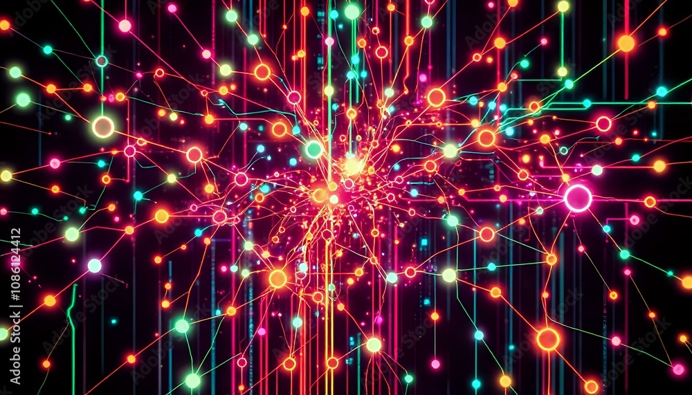 Aufkleber neon cyberpunk data glow - dynamic light explosion