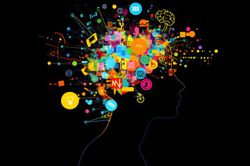 head profile featuring neuromarketing concepts exploring consumer behavior and cognitive influences