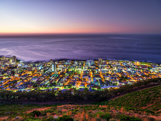 Night view of Sea Point and Fresnaye lit up, from Signal Hill, Cape Town, South Africa