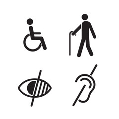 Vector set of disability icons in black and white