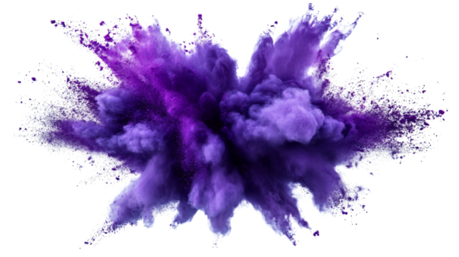 Purple explosion and smoke transparent background