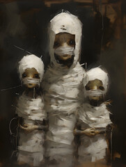 A portrait of a family of mummies