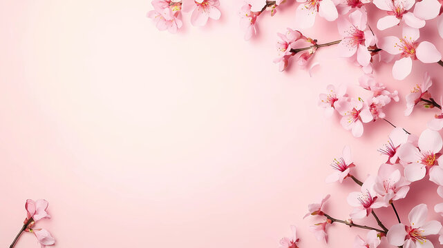 Pink Cherry Blossoms in Full Bloom on a White Background. Experience the beauty of nature with delicate pink cherry blossoms in full bloom, set against a crisp white background.