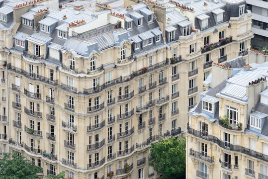 Vue sur les toits dans le 7&egrave;me arrondissement de Paris , France
