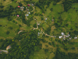 Misty Autumn Morning in a Mountain Village
