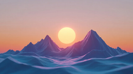 Fototapeta premium Purple mountains stand tall against a vibrant sunset