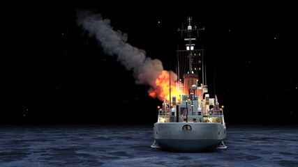 艦艇　3DCGレンダリング © tsuneomp