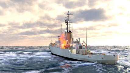 艦艇　3DCGレンダリング © tsuneomp