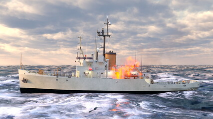 艦艇　3DCGレンダリング © tsuneomp
