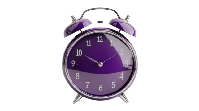 Purple alarm clock transparent background