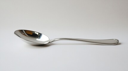 Shiny Silver Spoon on a White Background