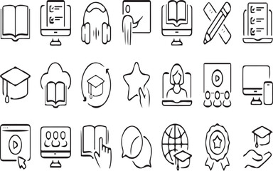 Education and E-Learning Vector Icons Set