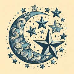 christmas card with stars