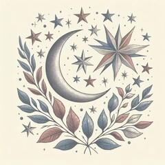 Moon and stars