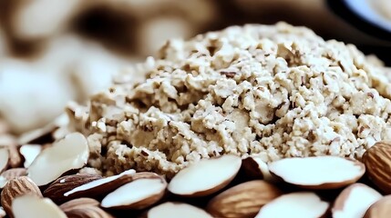 Soft millet porridge with a smooth finish, presented in an artistic swirl for minimalistic and clean breakfast backgrounds