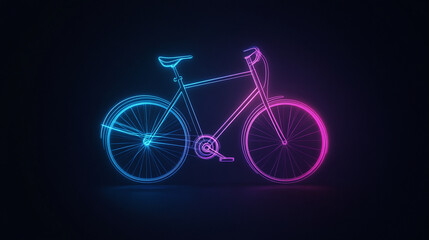 Fototapeta premium A digital illustration of a bicycle outlined in neon blue and pink light