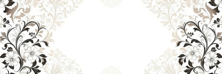 Obraz premium Elegant white damask wallpaper adorned with intricate floral patterns, white, decor