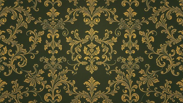Fototapeta Elegant vintage damask wallpaper with intricate floral motifs and ornate design, ornate, retro