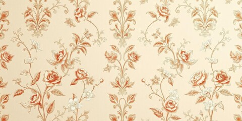 Luxurious cream background adorned with exquisite floral pattern perfect for elegant design projects, wallpaper, ornate